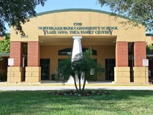 a view of a building with a garden