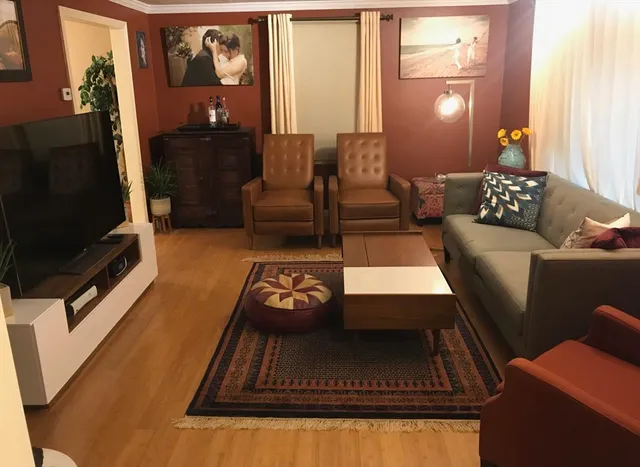 a living room with furniture