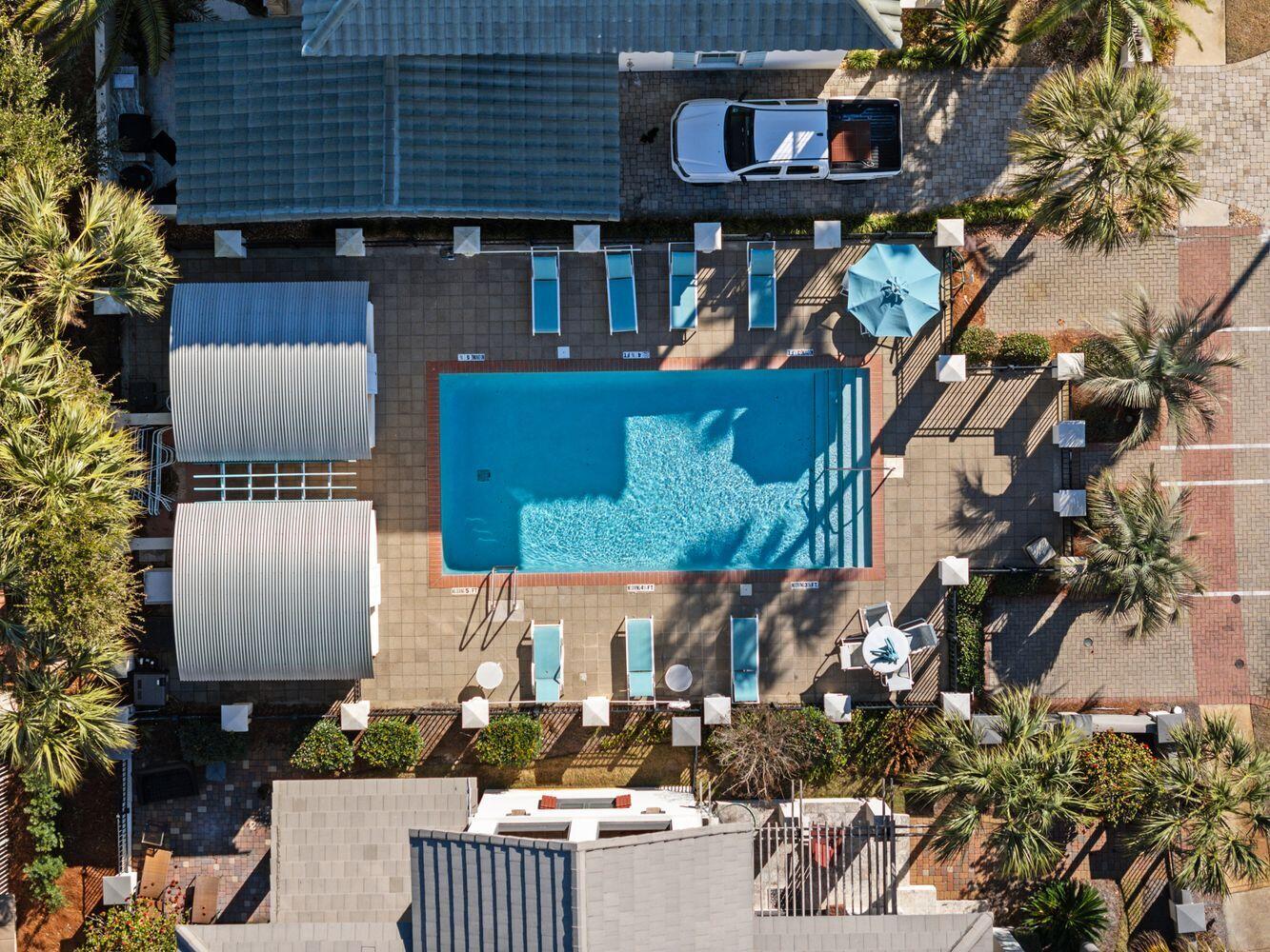 224 Rue Caribe Miramar Beach, FL 32550 - Photo 53 of 67 an aerial view of a house with swimming pool and outdoor seating