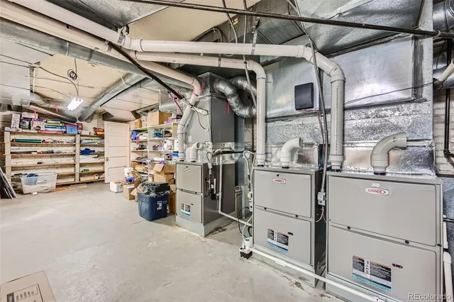 a view of a storage room with shelves