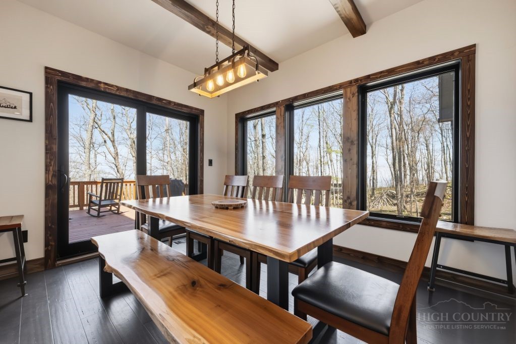 27 Timber Rock Trail Banner Elk, NC 28604 - Photo 17 of 50 a view of a dining room with furniture window and wooden floor