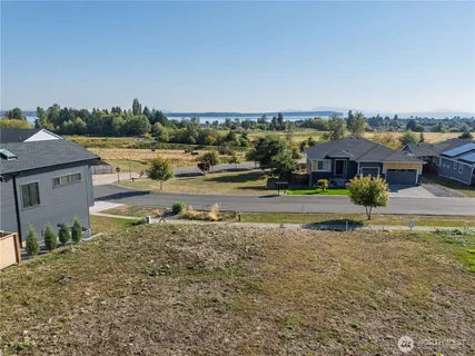 a view of a lake with houses