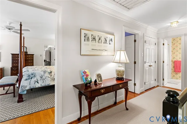 a bedroom with furniture and a bed