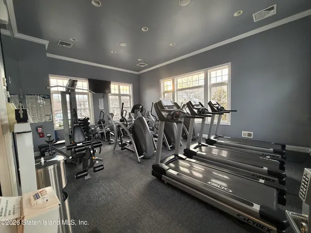 a view of a room with gym equipment