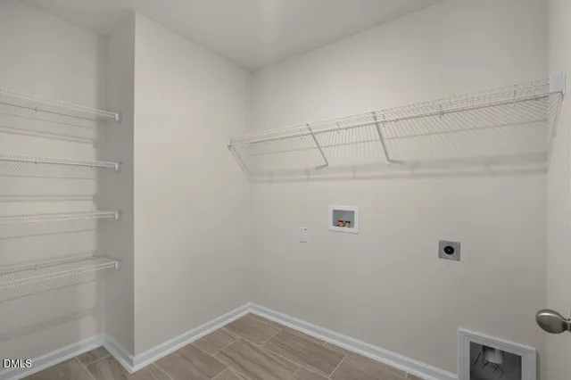 a view of a room with racks on the wall