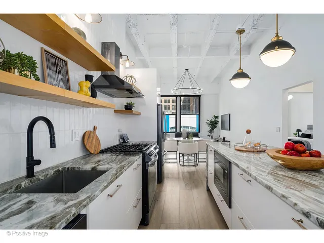 a kitchen with lots of counter top space