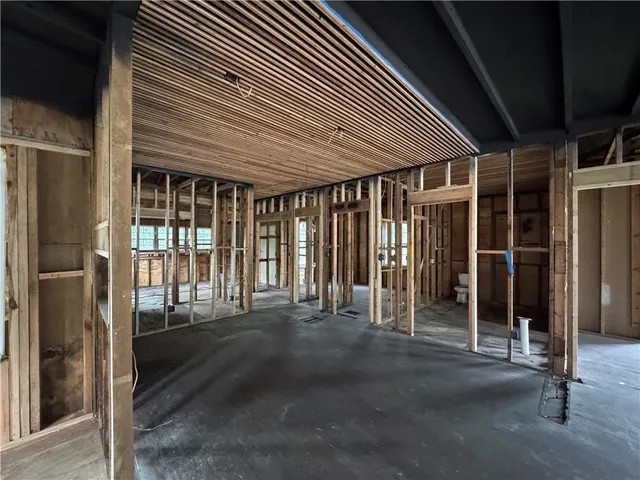 a view of a porch of a house