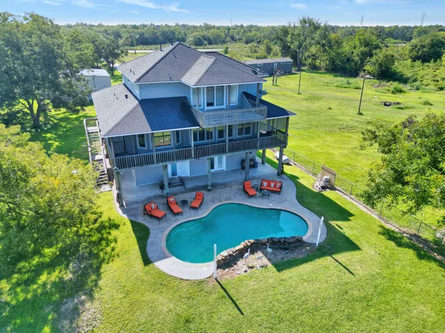 an aerial view of a house