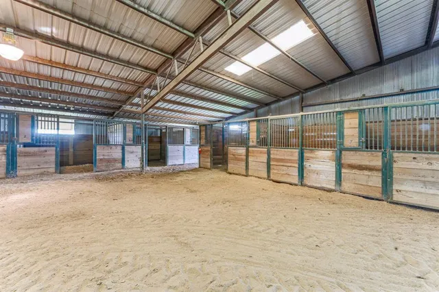 a view of a room with wooden roof
