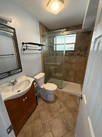 a bathroom with a toilet a sink and a mirror