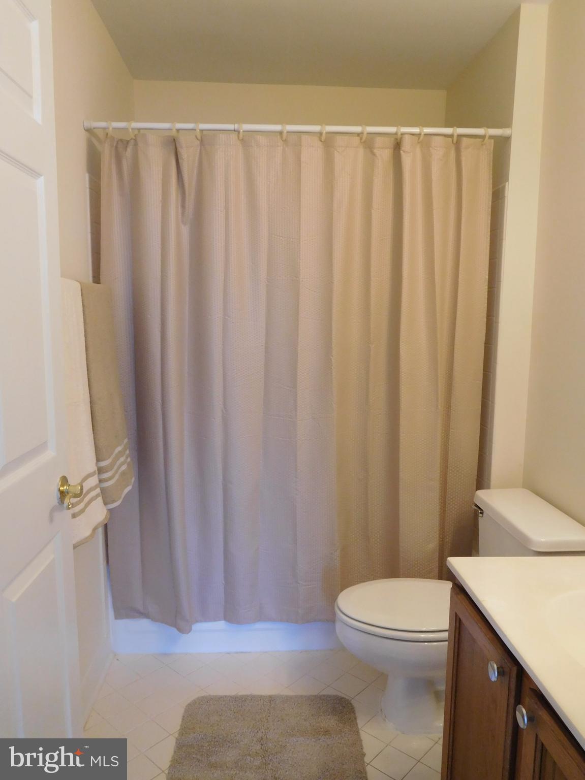 304 Ridgepoint Place, Unit 14 Gaithersburg, MD 20878 - Photo 13 of 25 a bathroom with a shower curtain and a sink