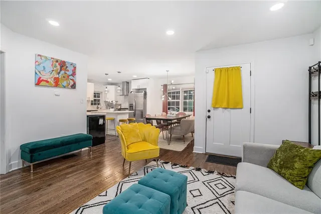 a living room with furniture and a couch