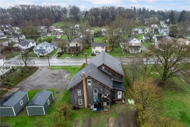 an aerial view of multiple house
