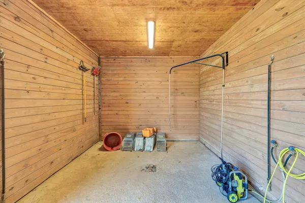 a view of a backyard with large tree