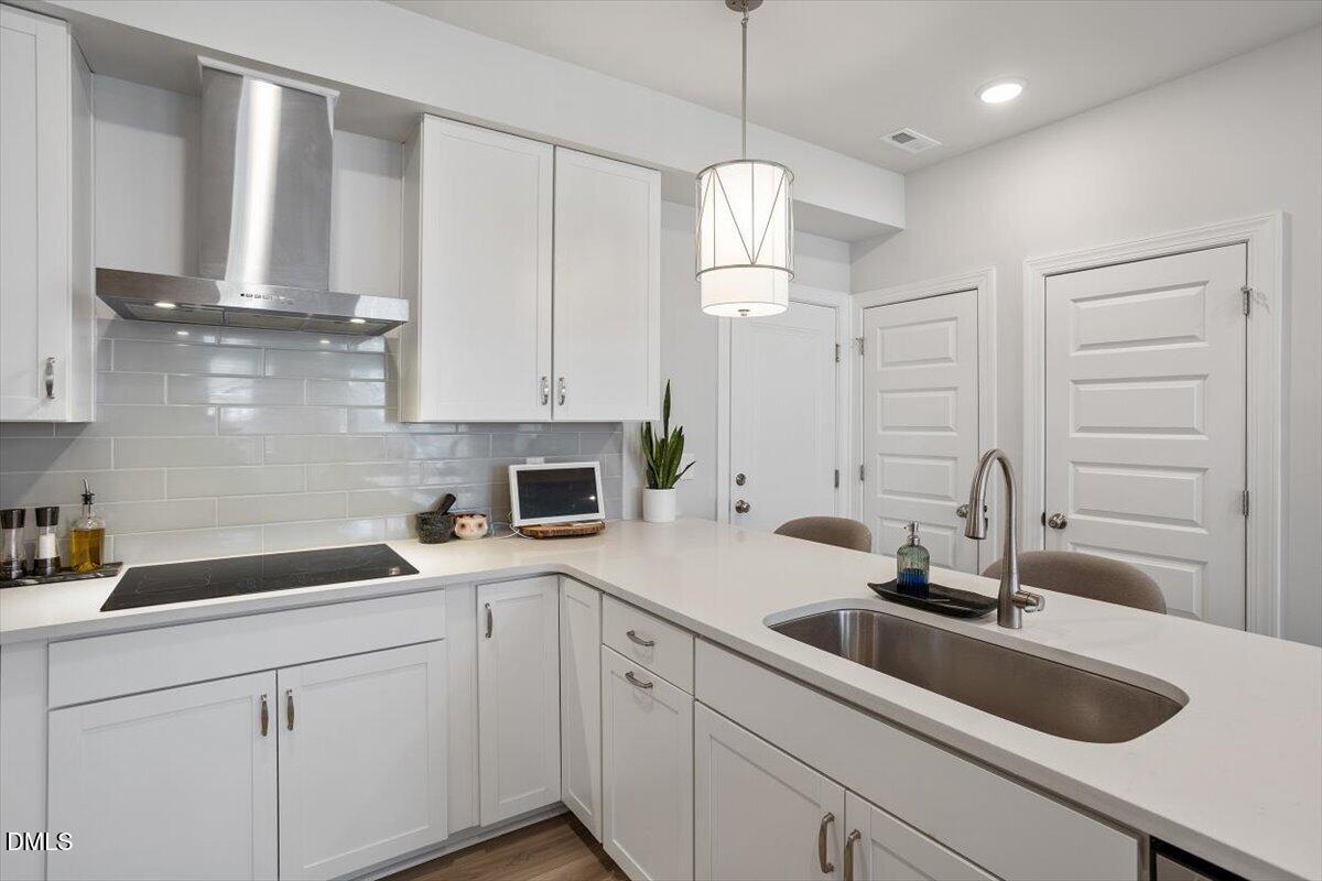 1234 Coach Sta Alley, Unit 101 Raleigh, NC 27601 - Photo 10 of 30 a kitchen with a sink dishwasher and white cabinets