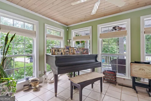 a outdoor living space with furniture and garden view