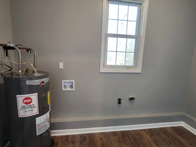 a bath room with a window