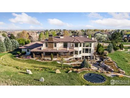 a aerial view of a house with a garden