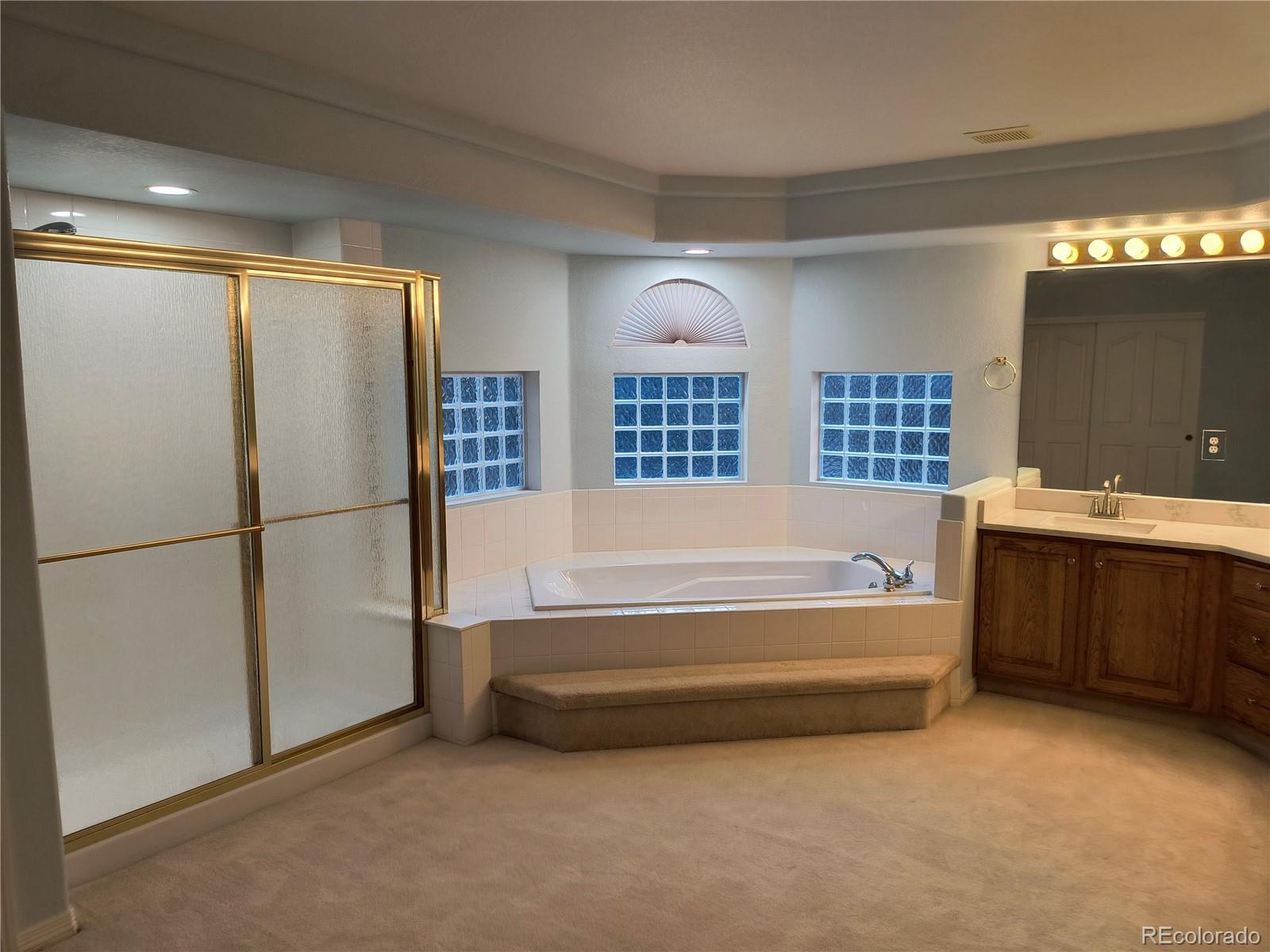 10145 Charissglen Lane Highlands Ranch, CO 80126 - Photo 20 of 39 a spacious bathroom with a bathtub and a shower