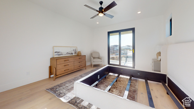 683 North Heritage Street Mapleton, UT 84664 - Photo 24 of 40 Bedroom featuring wood finished floors, recessed lighting, and ceiling fan