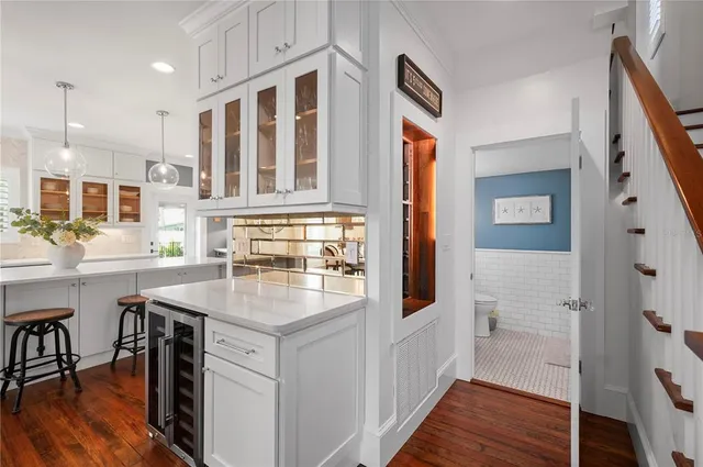 a bedroom with a bed and furniture