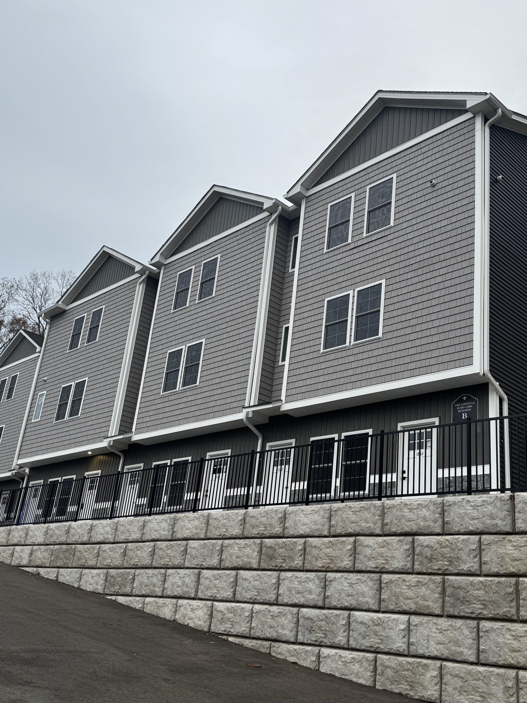 a front view of a house with windows