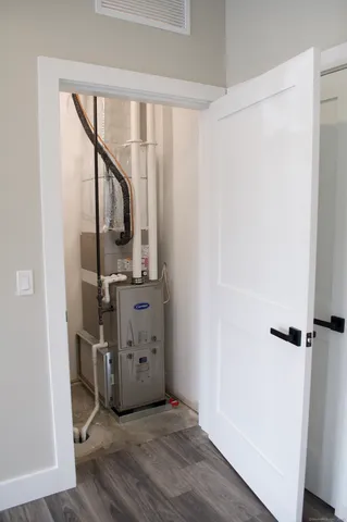 a view of a storage & utility room with washer and dryer
