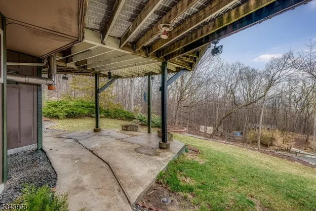 a balcony with wooden floor