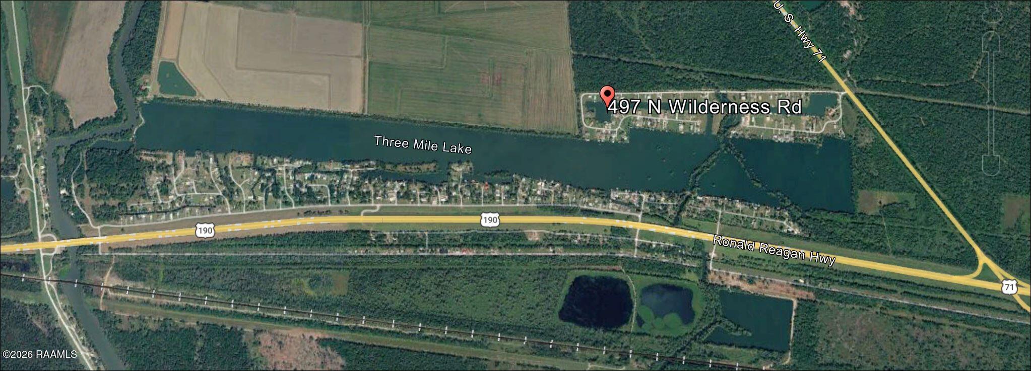 497 North Wilderness Road Port Barre, LA 70577 - Photo 2 of 3 3 Mile Lake - Google earth snip