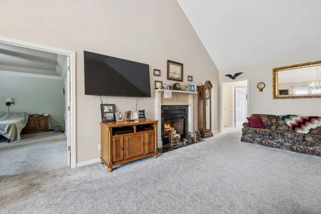 a living room with furniture and a couch