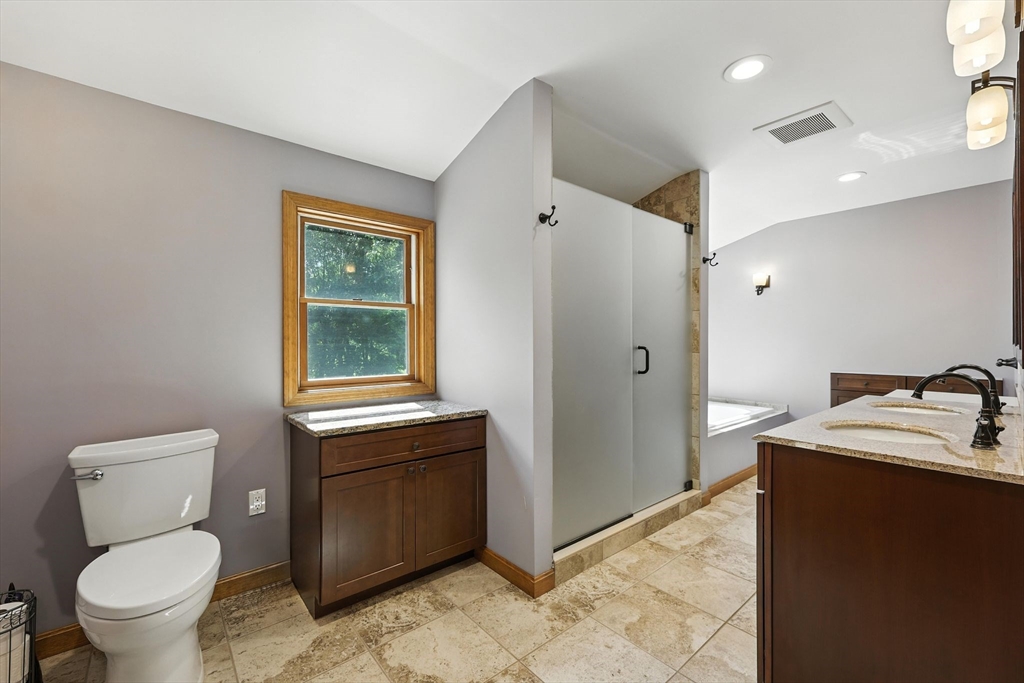17 Glendale Road Southampton, MA 01073 - Photo 28 of 42 a bathroom with a granite countertop sink toilet and shower