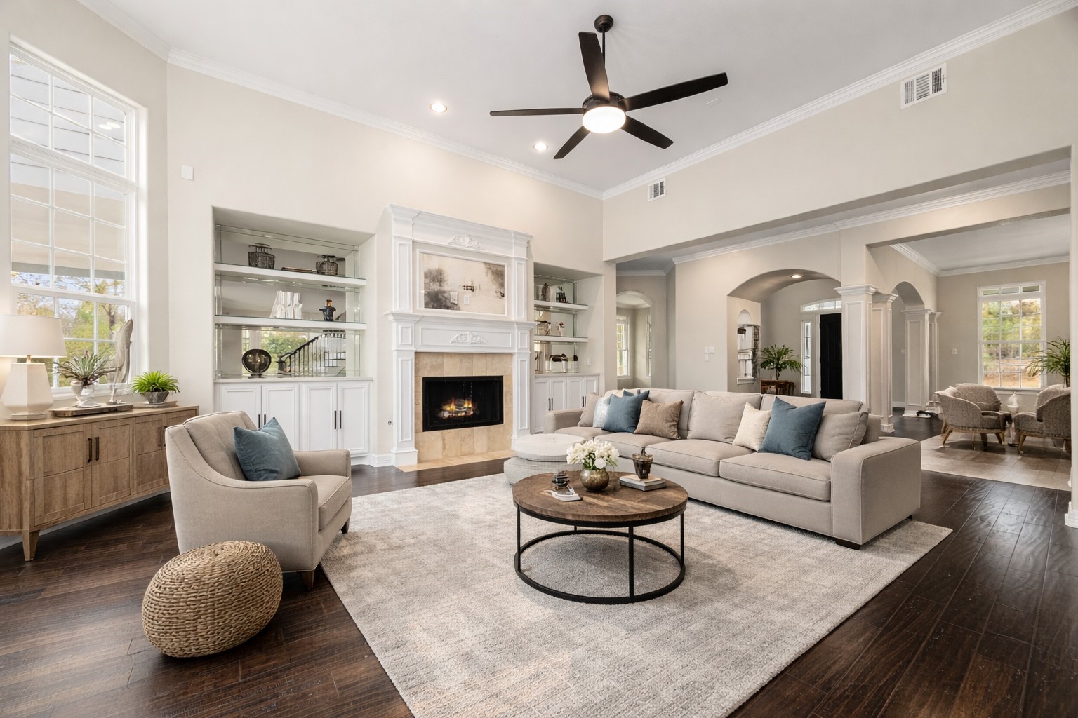14882 Gingham Road Montgomery, TX 77356 - Photo 10 of 38 a living room with furniture and a fireplace