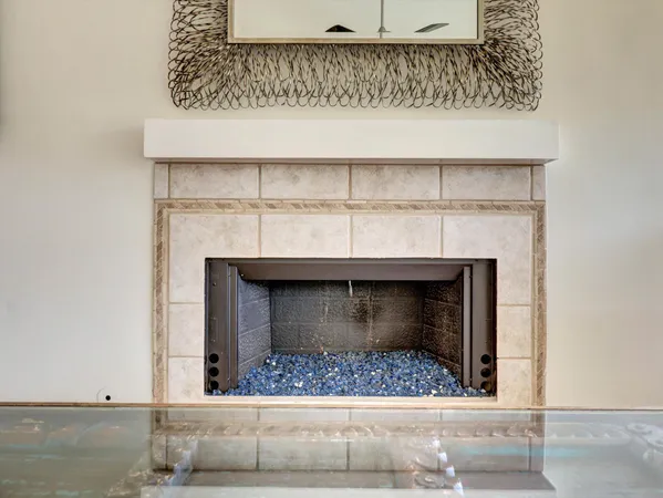 a view of fireplace and utility room