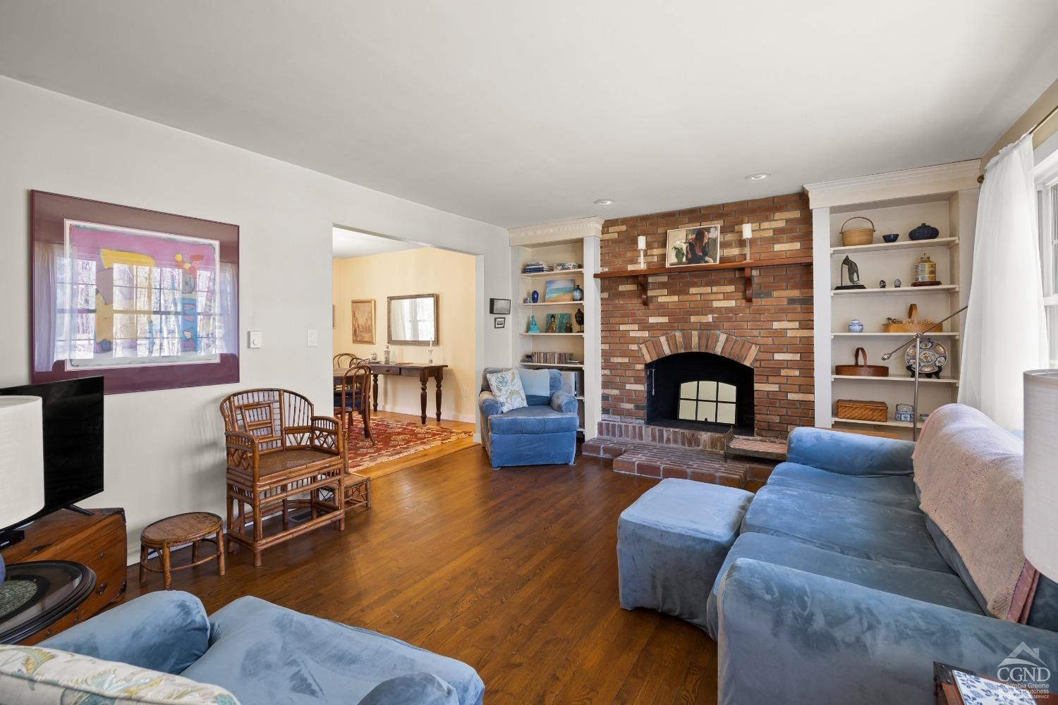 1235 Ira Vail Road Leeds, NY 12451 - Photo 6 of 35 a living room with furniture large window and fireplace