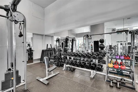 a view of a room with gym equipment