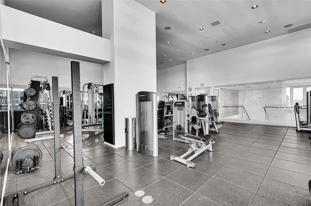 a view of a room with gym equipment