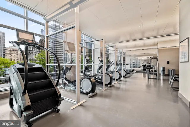 a view of a room with gym equipment