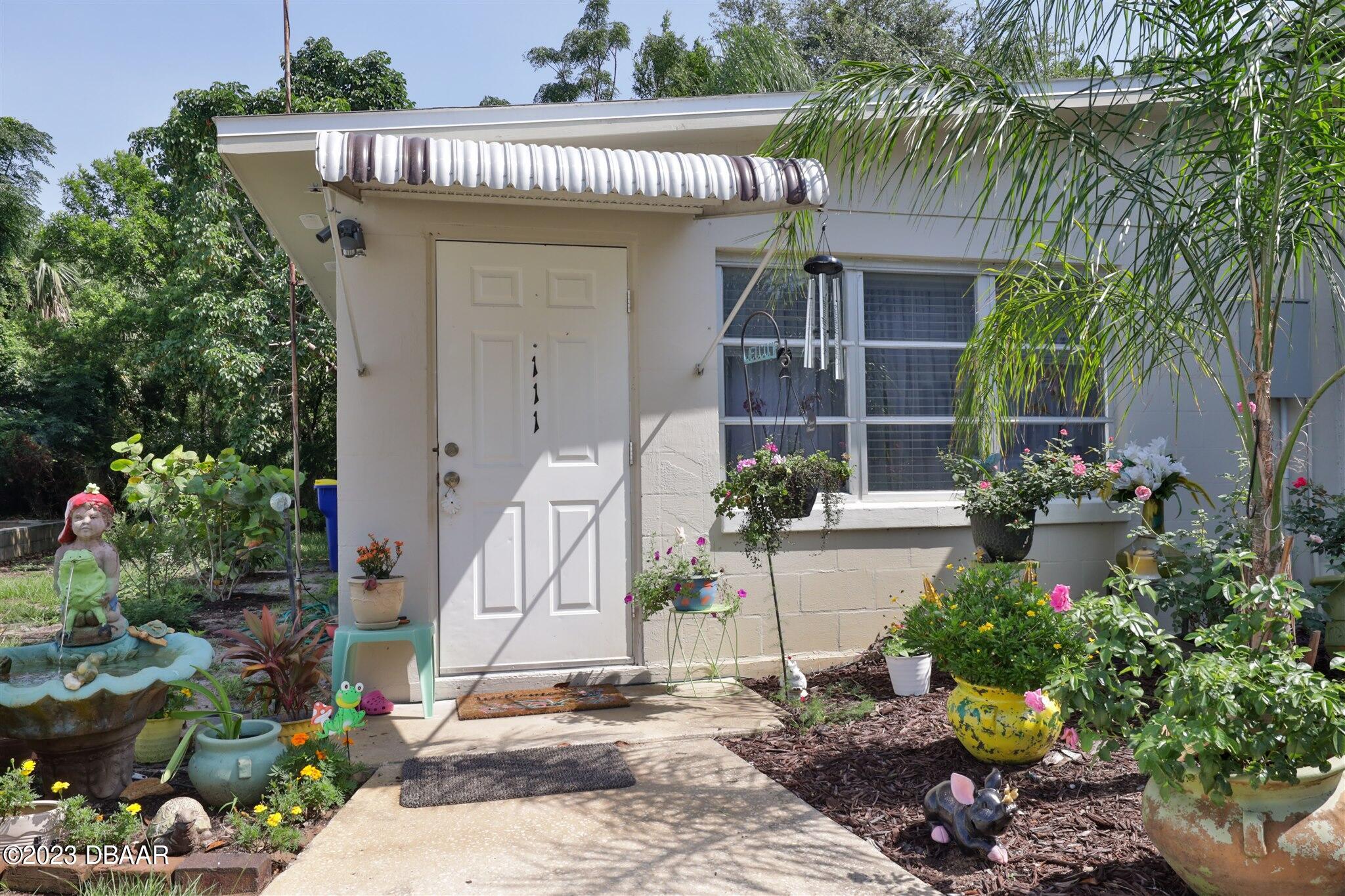 113 Evergreen Avenue Edgewater, FL 32132 - Photo 23 of 47 a front view of a house with a yard and potted plants