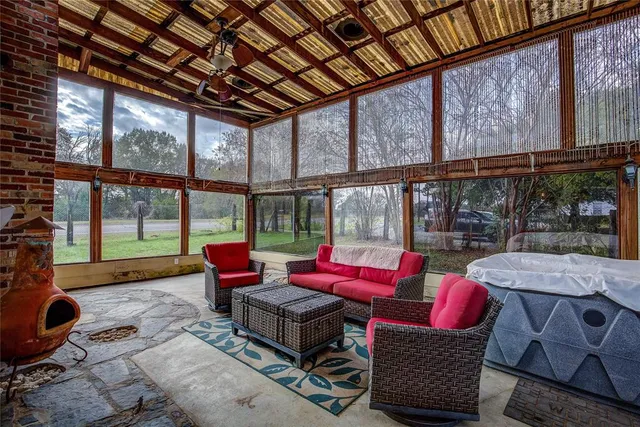 a house view with a backyard space