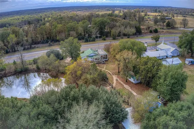 an aerial view of a house