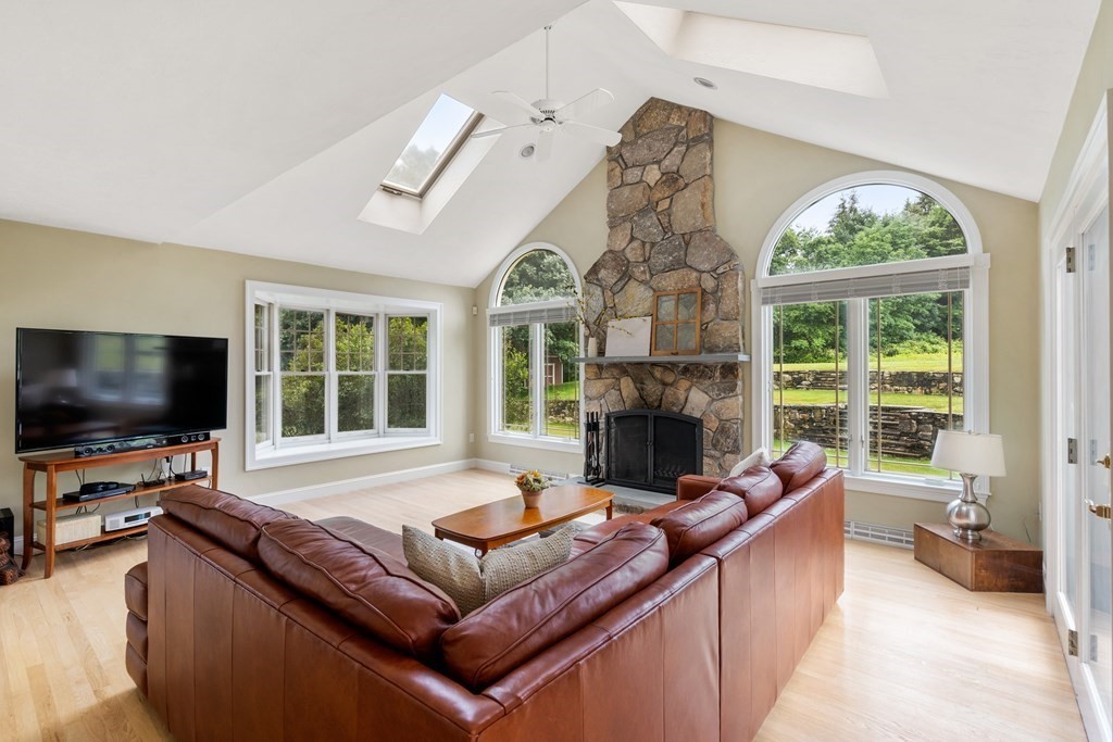 181 Maple Street Sherborn, MA 01770 - Photo 8 of 41 a living room with fireplace furniture and a flat screen tv