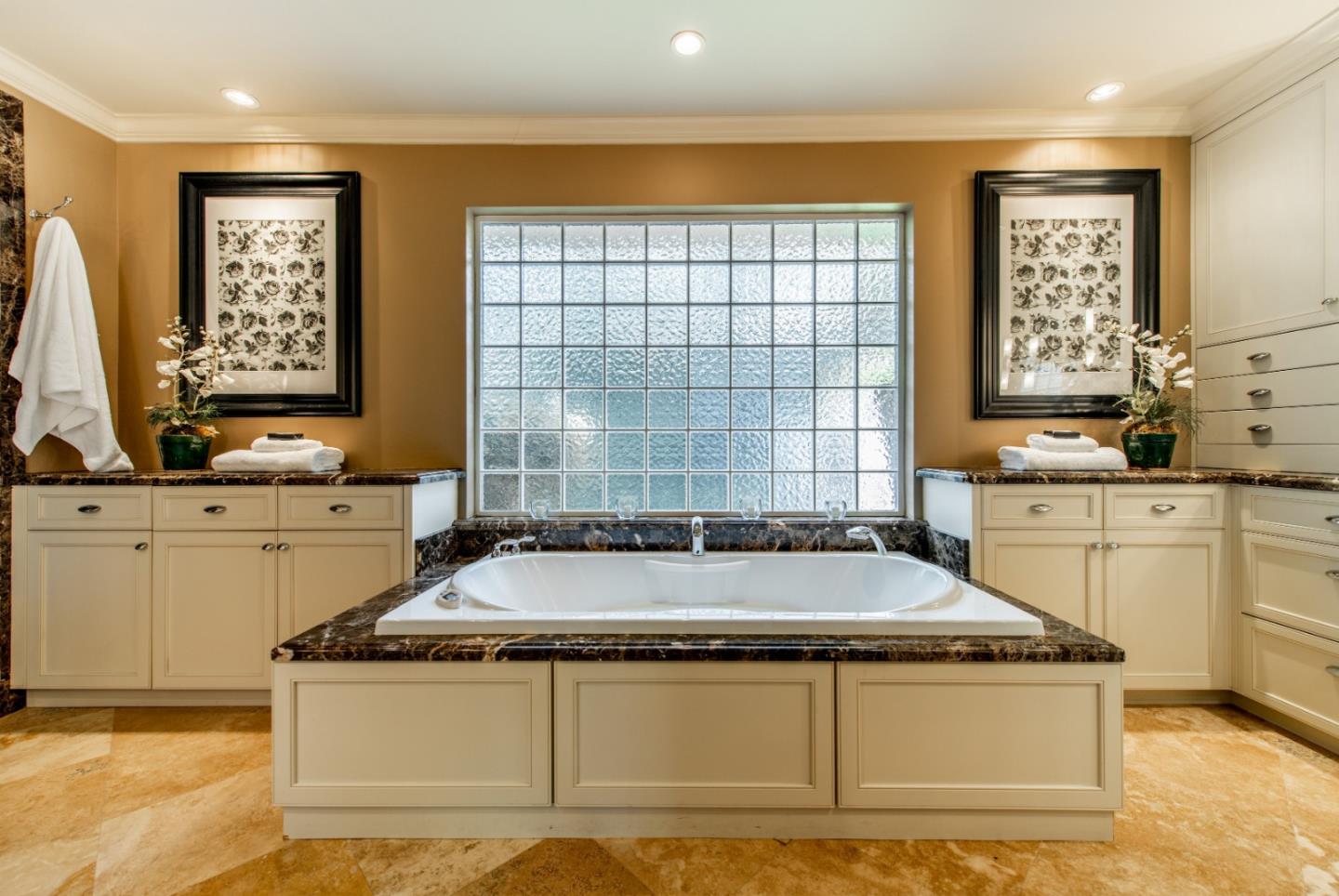 835 Longview Road Hillsborough, CA 94010 - Photo 17 of 31 a bathroom with a granite countertop sink and a mirror