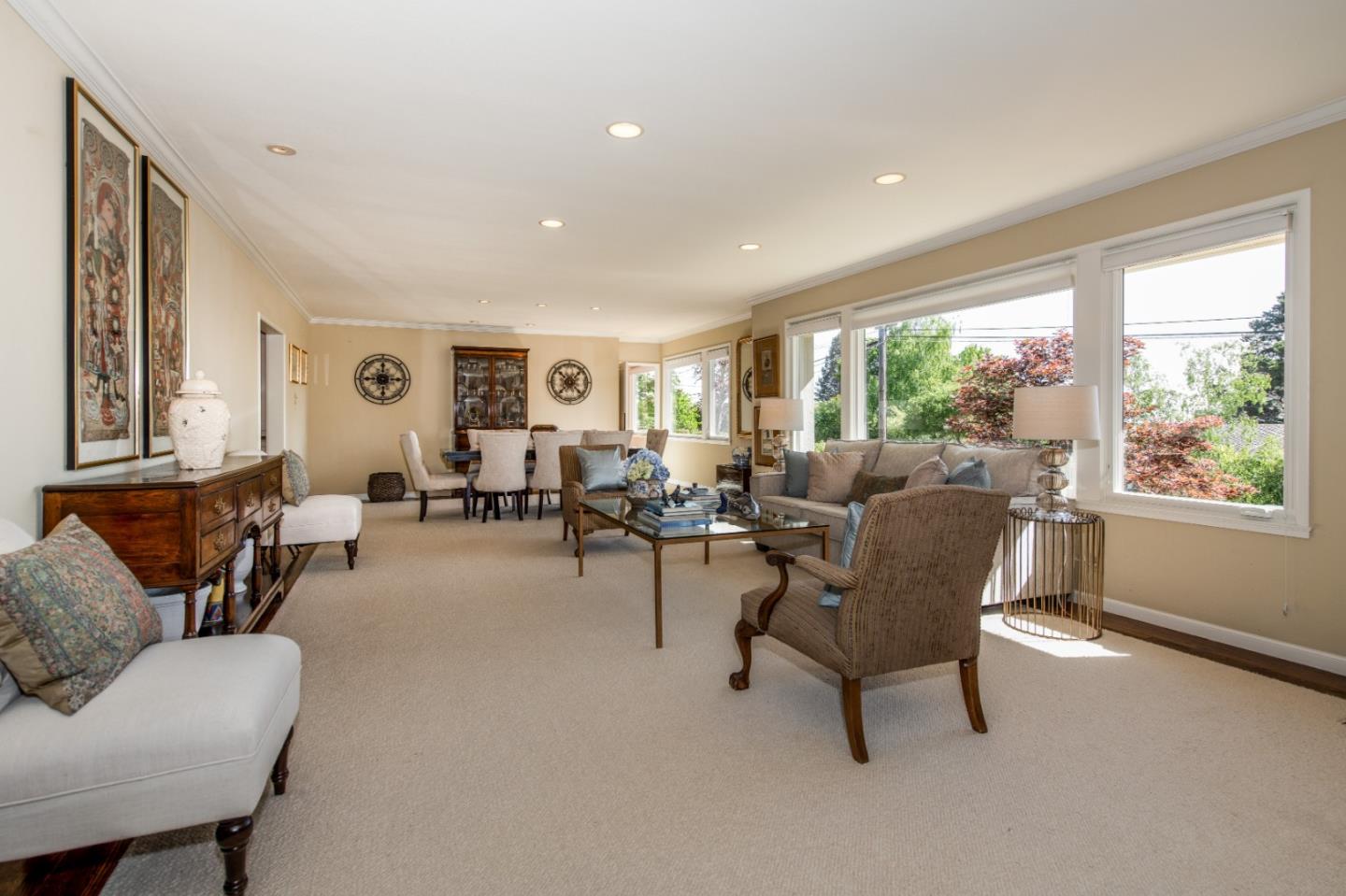 835 Longview Road Hillsborough, CA 94010 - Photo 5 of 31 a living room with furniture and large windows