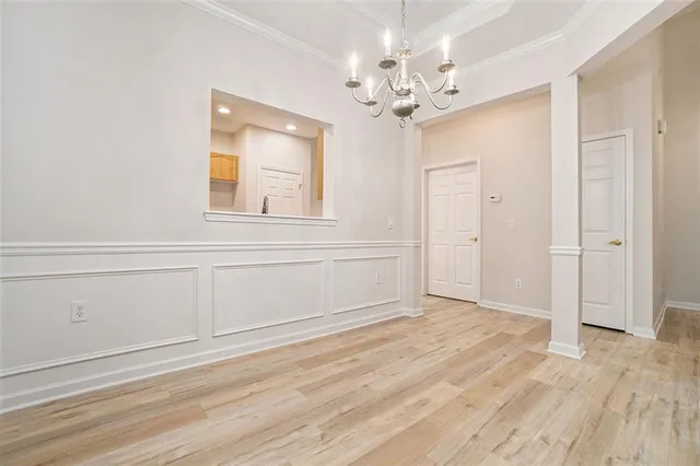 a view of a livingroom with a chandelier