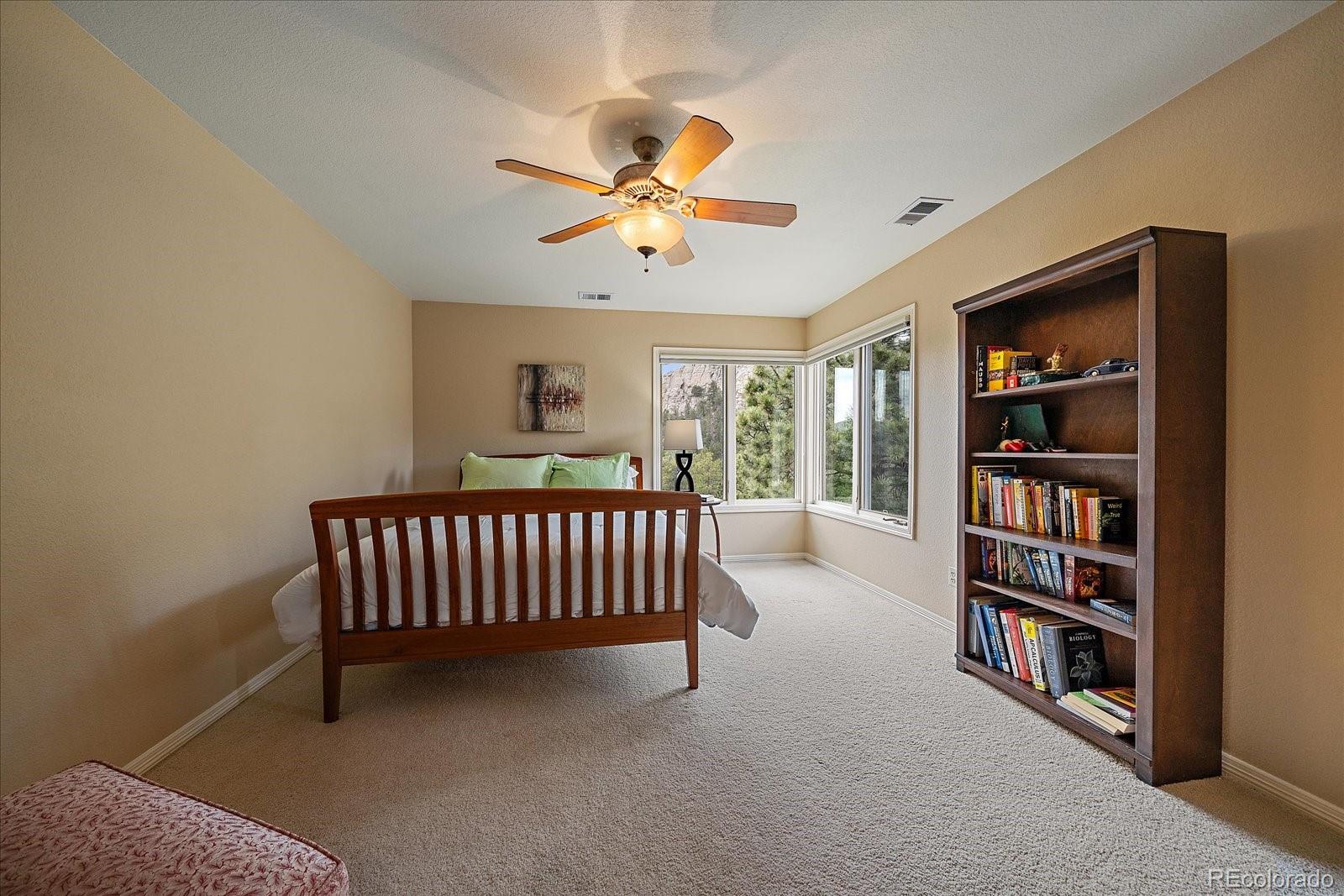 6737 Timbers Drive Evergreen, CO 80439 - Photo 29 of 47 a living room with furniture and a book shelf