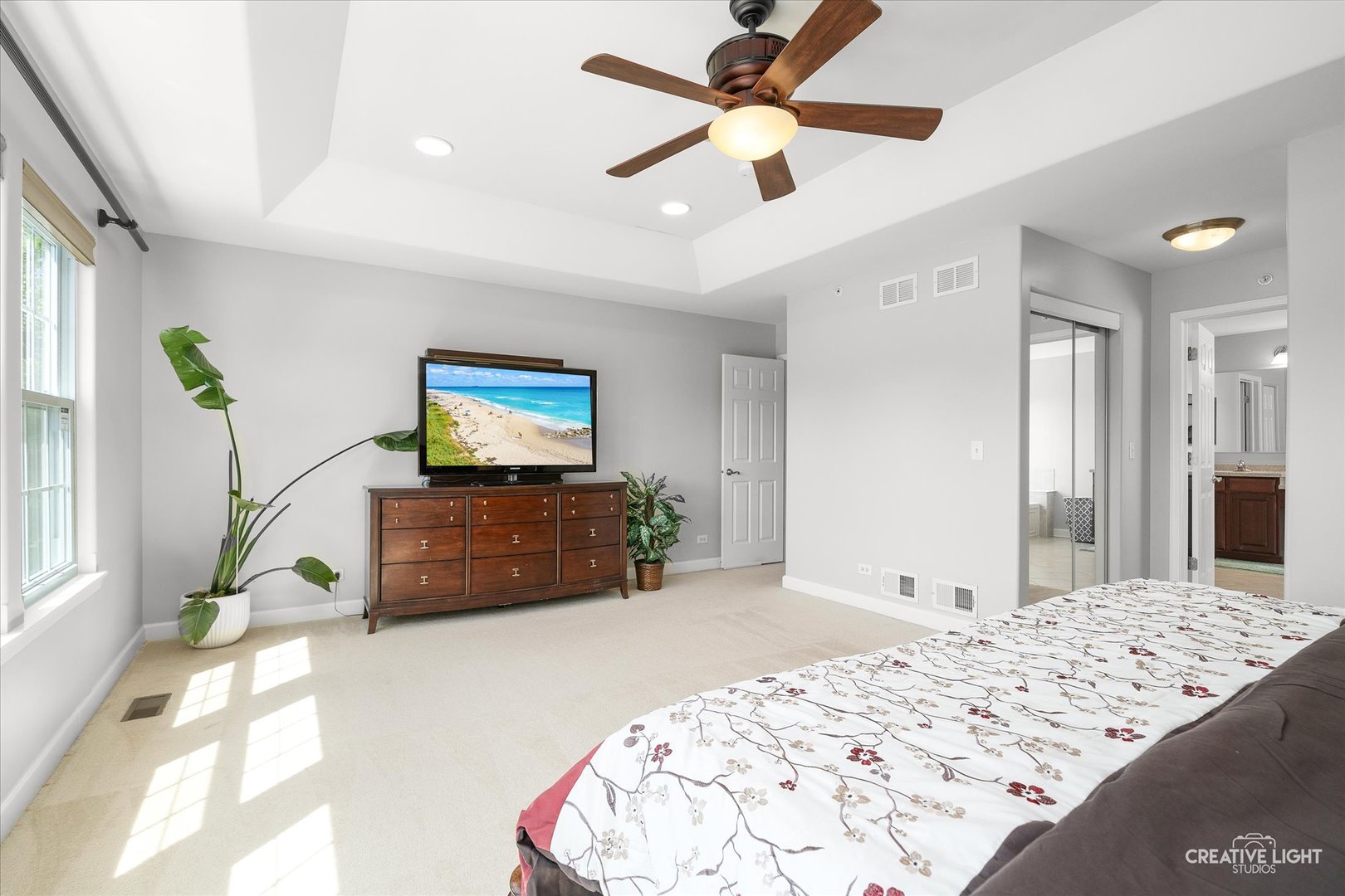 5912 Mackinac Lane Hoffman Estates, IL 60192 - Photo 20 of 32 a living room with a bed and a flat screen tv