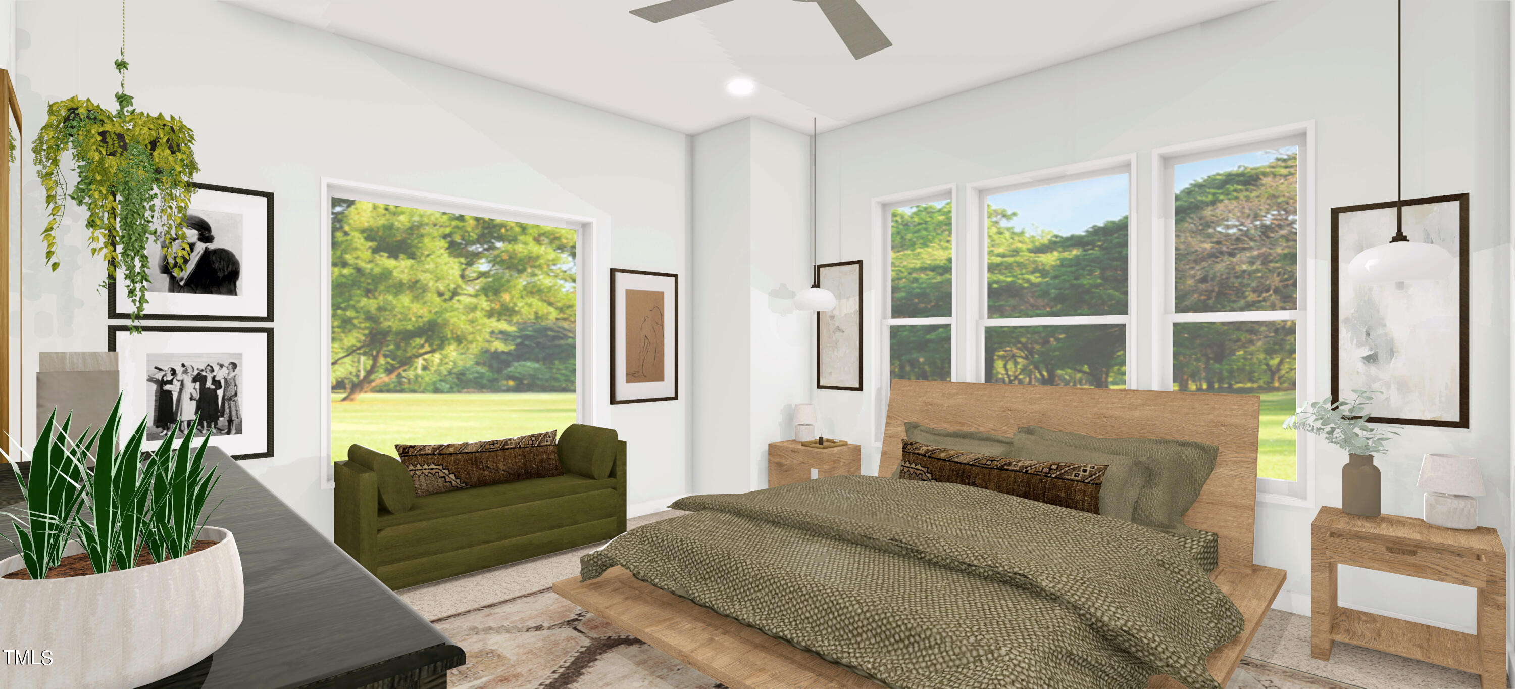 801 Martin Luther King Jr Boulevard, Unit B Raleigh, NC 27601 - Photo 22 of 67 a bedroom with a large window and a couch