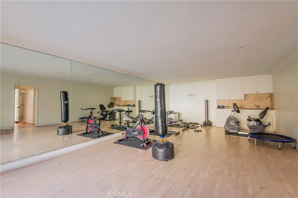 a view of a room with gym equipment