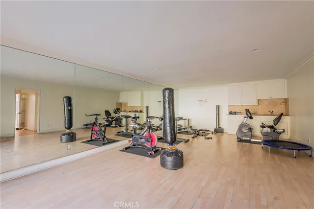 a view of a room with gym equipment