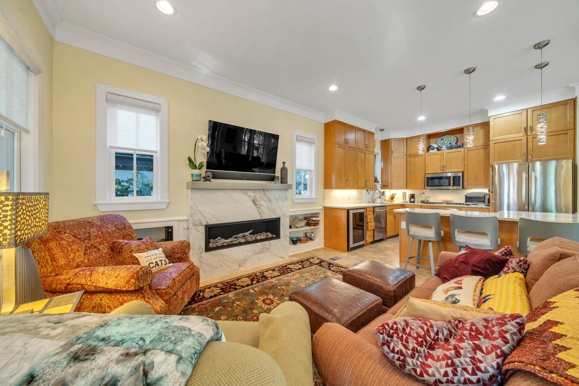 81 Round Road Inlet Beach, FL 32461 - Photo 4 of 43 a living room with furniture kitchen view and a flat screen tv